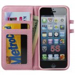 Wholesale iPhone 5 5S Square Flip Leather Wallet Case with Stand (Purple)